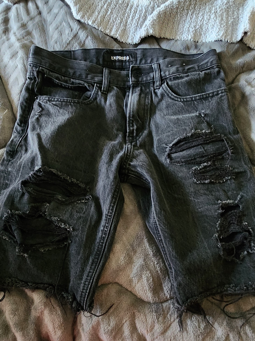 Express Black Distressed Jean Shorts